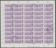 DIENSTMARKEN B D 9 O, 1956, 70 Pf. Mitttelviolettpurpur/schwarz Im Bogen (50) Mit Ungültig-Stempeln, Feld 39 Mit Abart,  - Other & Unclassified