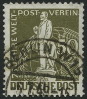 BERLIN 38I O, 1949, 50 Pf. Stephan Mit Abart Sockellinien Rechts Gebrochen, Zahnfehler, Feinst, Mi. -.- - Andere & Zonder Classificatie