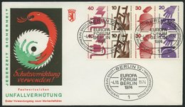 ZUSAMMENDRUCKE H-Bl. 17 BRIEF, 1974, Heftchenblatt Unfallverhütung Auf FDC, Pracht, Mi. 60.- - Zusammendrucke