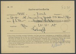 LOTS 1948, Westberlin-Luftbrückenzeit: Antwortschein-Kostenübernahme Vom 20.10. Aus Zürich Für Umseitiges US-Army Antwor - Usados
