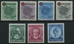 WÜRTTEMBERG 40-46 *, 1949, Rotes Kreuz Und Goethe, Falzrest, 2 Prachtsätze, Mi. 93.- - Andere & Zonder Classificatie