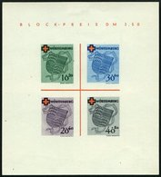 WÜRTTEMBERG Bl. 1I/V (*), 1949, Block Rotes Kreuz, Type IV: Roter Doppelpunkt Unter R In Blockpreis, Falzrest, Pracht, M - Other & Unclassified