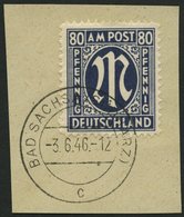 AMERIK. U. BRITISCHE ZONE 34aCz BrfStk, 1945, 80 Pf Schwarzviolettultramarin, Gezähnt 111/2:11, Normale Zähnung, Prachtb - Altri & Non Classificati