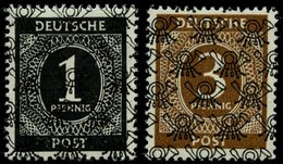 AMERIK. U. BRITISCHE ZONE I,II/II **, 1948, 1 Und 3 Pf. Netzaufdruck, 2 üblich Gezähnte Prachtwerte, Gepr. Schlegel, Mi. - Other & Unclassified