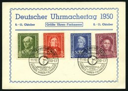 BUNDESREPUBLIK 117-20 BRIEF, 1949, Helfer Der Menschheit Auf Karte Mit Sonderstempel FRANKFURT UHRMACHERTAG, 8 Pf. Klein - Autres & Non Classés