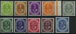 BUNDESREPUBLIK 123-32 **, 1951, 2 - 30 Pf. Posthorn, 10 Prachtwerte, Mi. 305.- - Autres & Non Classés