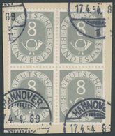BUNDESREPUBLIK 127 VB BrfStk, 1951, 8 Pf. Posthorn Im Viererblock, Normale Zähnung, Prachtbriefstück - Autres & Non Classés