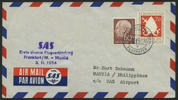 ERST-UND ERÖFFNUNGSFLÜGE 2495 BRIEF, 3.11.54, Frankfurt-Manila, Prachtbrief - Storia Postale