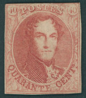 BELGIEN 9II *, 1861, 40 C. Karminrosa, Originalgummireste Mit Mehreren Falzresten, Zweiseitig Berührt, Feinst, Mi. 3500. - Otros & Sin Clasificación