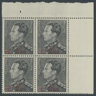 BELGIEN 479 VB **, 1938, 2.50 Fr. Auf 2.45 Fr. König Leopold III Im Oberen Rechten Eckrandviererblock, Pracht, Mi. (120. - Other & Unclassified