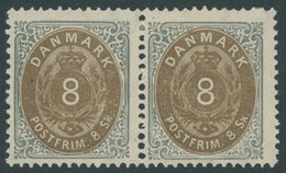 DÄNEMARK 19IA Paar *, 1871, 8 S. Grau/braun Im Waagerechten Paar, Falzrest, Kabinett - Used Stamps