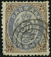 DÄNEMARK 30IYAa O, 1875, 50 Ø Braun/blauviolett, Rauhe Zähnung, Pracht, Mi. 250.- - Gebraucht