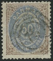 DÄNEMARK 30IYAa O, 1875, 50 Ø Braun/blauviolett, Feinst, Mi. 250.- - Used Stamps