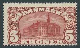 DÄNEMARK 66 *, 1912, 5 Kr. Hauptpost, Wz. 1, Mehrere Falzrest, Pracht, Mi. 350.- - Used Stamps
