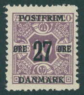 DÄNEMARK 88X *, 1918, 27 Ø Auf 10 Ø Lila, Wz. 1Z, Falzrest, Pracht, Mi. 125.- - Gebraucht