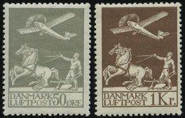 DÄNEMARK 180/1 *, 1929, 50 Ø Und 1 Kr. Flugpost, Falzrest, Pracht - Oblitérés