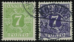 PORTOMARKEN P 12,21 O, 1927/30, 7 ø Gelbgrün Und Bläulichviolett, 2 Prachtwerte, Mi. 64.- - Andere & Zonder Classificatie