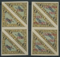 ESTLAND 41/2b **, 1923, Flugpost, Aufdruck Rot, Je Im Viererstreifen, übliche Herstellungsbedingte Gummierung, Postfrisc - Estonie