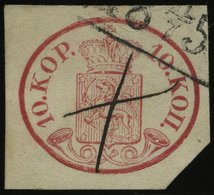 FINNLAND 2x ~ , 1856, 10 K. Karmin Mit Federkreuz Und Stempelfragment, Pracht - Andere & Zonder Classificatie