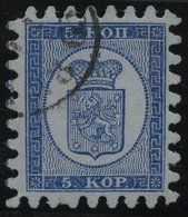 FINNLAND 3B O, 1865, 5 K. Blau Auf Graublau, Alle Zungen, Pracht, Gepr. Dietrich, Mi. 400.- - Other & Unclassified