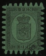 FINNLAND 6Bz O, 1873, 8 P. Schwarz Auf Geripptem Gelbgrünem Papier, Praktisch Alle Zungen, Pracht - Andere & Zonder Classificatie