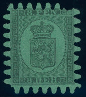 FINNLAND 6Cx *, 1867, 8 P. Schwarz Auf Grün, Falzreste, Fehlende Zunge Sonst Pracht - Autres & Non Classés