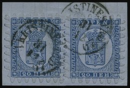 FINNLAND 8C BrfStk, 1866, 20 P. Blau, 2x Auf Briefstück, K1 KRISTINESTAD, Nur Linke Marke Eine Kurze Zunge Sonst Alle Vo - Altri & Non Classificati