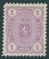 FINNLAND 19By *, 1882, 1 M. Violett, Gezähnt L 121/2, Falzrest, Kabinett, Mi. 500.- - Altri & Non Classificati