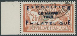 FRANKREICH 239 O, 1929, 2 Fr. Le Havre, Linkes Randstück, Pracht, Mi. 600.- - Otros & Sin Clasificación