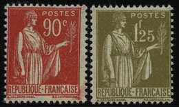 FRANKREICH 279,281 *, 1932, 90 C. Dunkelrot Und 1.25 Fr. Dunkeloliv, Falzrest, 2 Prachtwerte - Andere & Zonder Classificatie