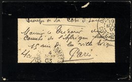 FRANKREICH FELDPOST 1903, Schiffs-Feldpost-Stempel CORR.D`ARMEES Und Handschriftlicher Vermerk Auf Trauer-Feldpostbrief  - Sellos Militares Desde 1900 (fuera De La Guerra)