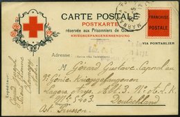 FRANKREICH FELDPOST 1917, Kriegsgefangenen-Vordruckkarte Vom Roten Kreuz Mit Gebührenfreiheitsvermerk In Ein Lager Nach  - Militärstempel Ab 1900 (ausser Kriegszeiten)