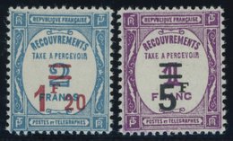 PORTOMARKEN P 62/3 **, 1929, 1.20 Fr. Auf 2 Fr. Hellblau Und 5 Fr. Auf 1 Fr. Violett, Postfrisch, Pracht, Mi. 190.- - Portomarken