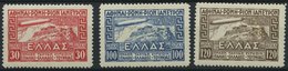 GRIECHENLAND 352-54 *, 1933, Graf Zeppelin, Falzrest, Prachtsatz - Other & Unclassified