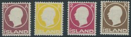 ISLAND 72-75 *, 1012, 50 A. - 5 Kr. König Frederik VIII, Falzrest, 4 Prachtwerte, Mi. 201.- - Autres & Non Classés