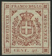 MODENA 10a *, 1859, 40 C. Karmin, Falzrest, Pracht, Mi. 170.- - Modène