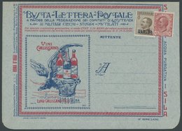 ITALIEN B 91IIb BRIEF, 1922, 4 C. Braun, Type II, Mit Schwarzen Aufdruck B.L.P. Und 10 C. Beifrankatur Auf Ungebrauchtem - Usati