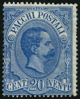 PAKETMARKEN Pa 2 *, 1886, 20 C. Blau, Falzrest, Feinst, Mi. 300.- - Postpaketten