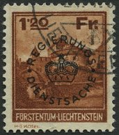 DIENSTMARKEN D 10 O, 1933, 1.20 Fr. Burg Vaduz, Pracht, Mi. 410.- - Service