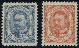 LUXEMBURG 76,82 *, 1907/8, 25 C. Ultramarin Und 21/2 Fr. Rotorange, Falzrest, 2 Prachtwerte, Mi. 180.- - Autres & Non Classés