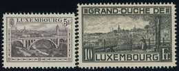 LUXEMBURG 136B,143B **, 1934, 5 Und 10 Fr. Landschaften, Gezähnt B, Postfrisch, 2 Prachtwerte, Mi. 80.- - Other & Unclassified