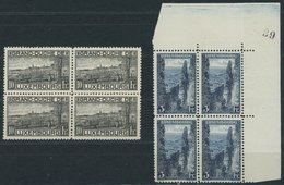 LUXEMBURG 143A,147A VB **, 1923, 10 Und 3 Fr. Landschaften, Gezähnt A, In Viererblocks, Postfrisch, Pracht, Mi. 128.- - Sonstige & Ohne Zuordnung