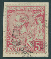 MONACO 21a BrfStk, 1891, 5 Fr. Karmin Auf Grünlich, Prachtbriefstück, Mi. 170.- - Autres & Non Classés