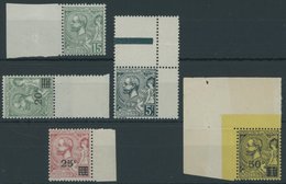 MONACO 49-53 **, 1921/2, Fürst Albert I, Alles Randstücke, 5 Postfrische Kabinettwerte - Autres & Non Classés