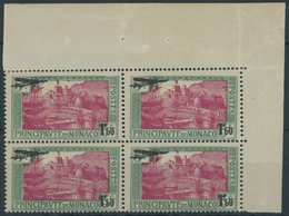 MONACO 137 VB **, 1933, 1.50 Fr. Auf 50 Gr. Blaugrün/rosa Im Viererblock, Postfrisch, Pracht, Mi. (220.-) - Altri & Non Classificati