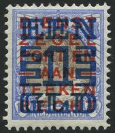 NIEDERLANDE 137A *, 1923, 1 G. Auf 171/2 C. Ultramarin/braun, Falzreste, Gezähnt K 121/2, Falzrest, Pracht - Holanda