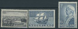 NIEDERLANDE 274-76 **, 1934, 300 Jahre Zugehörigkeit Curaçaos Und Königinmutter Emma, 3 Postfrische Prachtwerte, Mi. 130 - Nederland