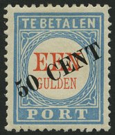 PORTOMARKEN P 27III *, 1906, 50 C. Auf 1 G. Hellblau/rot, Type III, Falzrest, Pracht, Mi. 160.- - Tasse