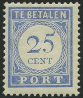 PORTOMARKEN P 55 *, 1916, 25 C. Mattultramarin, Falzrest, Pracht, Mi. 75.- - Strafportzegels