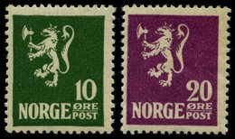 NORWEGEN 105/6 **, 1922/3, 10 Und 20 Ø Wappenlöwe, 2 Prachtwerte, Mi. 140.- - Other & Unclassified